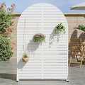 Casaphoria 72" H x 47" W Arched Metal Privacy Screen - Elegant Freestanding Outdoor Screen for Deck, Patio & Balcony - Versatile Decorative Privacy Panels for Home & Garden Use (White-Louvered)