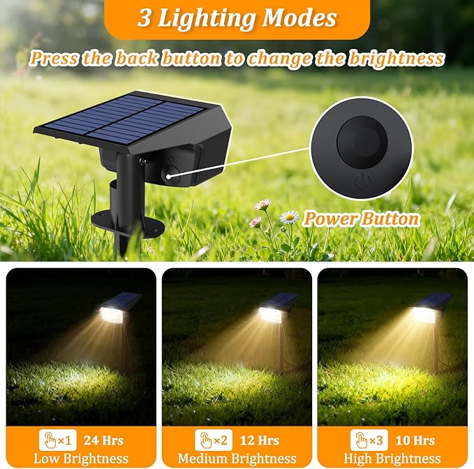 Sucolite 8-Pack Solar Spot Lights Outdoor Waterproof IP65, 3 Lighting Modes 2-in-1 Solar Landscape Spotlights for Yard, 59 LED Solar Powered Wall Lights for Garden Pathway Driveway Walkway, Warm White