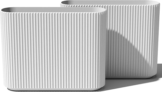 Veradek Demi Series Span Planter for Front Porch, Patio, Backyard | Durable Plastic-Stone Composite Material | Modern Décor for Shrubs, Flowers
