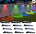 Solar Fence Lights Outdoor - Warm White & RGB 6 Color, Dusk to Dawn Solar Deck Light, Solar Lights Outdoor IP65 Waterproof, Garden Lights for Outside/Backyard/Railing/Step/Patio/Wall (12 pack)
