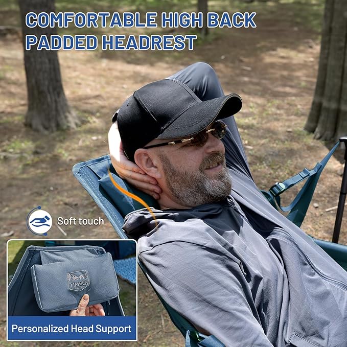 TIMBER RIDGE Hammock Camping Chair, Oversized Swinging Hammock Chair with Adjustable Back and Seat for Outdoor Lawn, Sports, Supports 400lbs, Blue