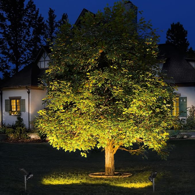 ROSHWEY Solar Spot Lights Outdoor Spotlight 18 LED Waterproof Landscape Spotlight for Garden Lawn Backyard Patio Porch Wall Deck Garage (WarmWhite- 2 Pack)