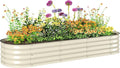 Outsunny 6.5' x 2' x 1' Galvanized Raised Garden Bed Kit, Outdoor Metal Elevated Planter Box with Safety Edging, Easy DIY Stock Tank for Growing Flowers, Herbs & Vegetables, Cream