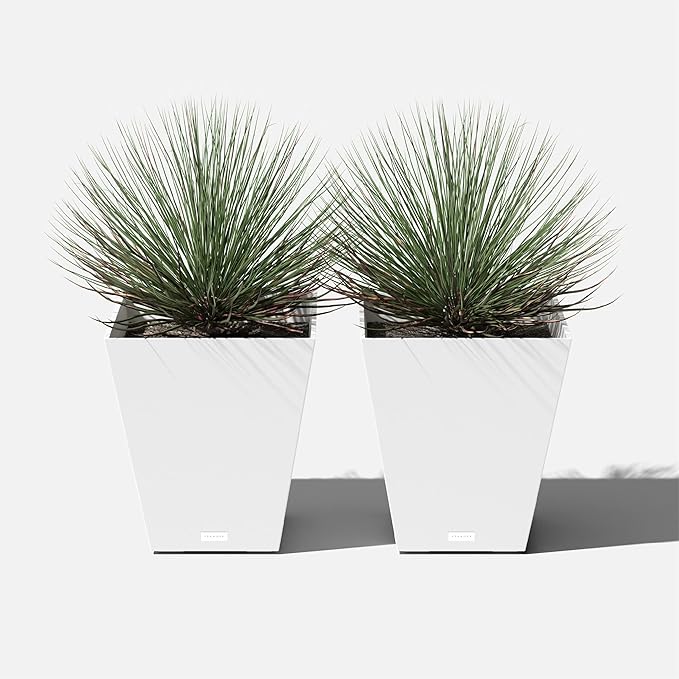 Veradek Pure Series Nobleton Plastic Planter - Large Pots for Indoor or Outdoor Porch/Patio | Durable All-Weather Use with Drainage Holes | Modern Planter Décor for Flowers, Shrubs, Trees