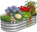 Galvanized Metal Raised Garden Bed Kit for Outdoor Planter Boxes with Easy Assembly,Oval Large Galvanized Gardening Raised Bed for Vegetables, Fruits, Flower (Silver, 4 * 2 * 1ft)
