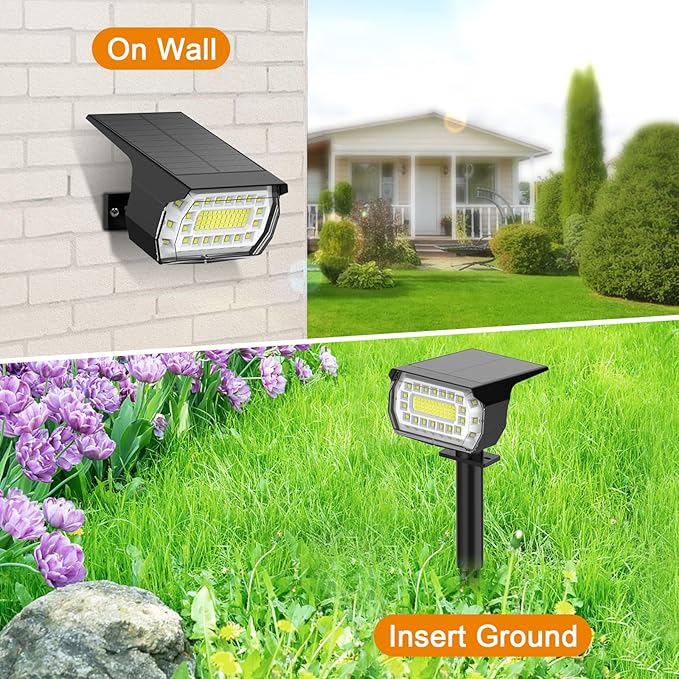 LANSOW Solar Spot Lights Outdoor, [8 Pack/76 LED] 2-in-1 Solar Landscape Spotlights, 3 Modes IP65 Waterproof Dusk to Dawn Solar Powered Flood Wall Lights for Outside Yard Garden Pathway(Cool White)