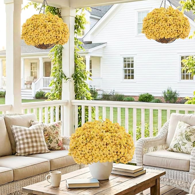 22 Bundles Artificial Flowers Outdoor, Faux Flowers UV Resistant with Plastic Plants, Faux Silk Flowers for Outdoors Outside Front Porch Hanging Planter Window Box Garden Decoration
