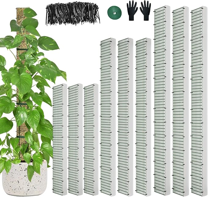 60"/40"/24" Metal Moss Pole, D Shape Sphagnum Moss Pole, Moss Poles for Climbing Plants, Monstera, Indoor Climbing Plants (3 Each of 60" 40" 24")