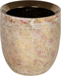 Creative Co-Op Embossed Textured Stoneware Planter, Metallic Gold