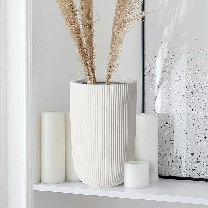 Oakrain 18" H Tall Planter, Large Indoor Outdoor Decorative Pot with Drainage Hole, Modern Minimalist Vase for Home Garden, Living Room, Kitchen