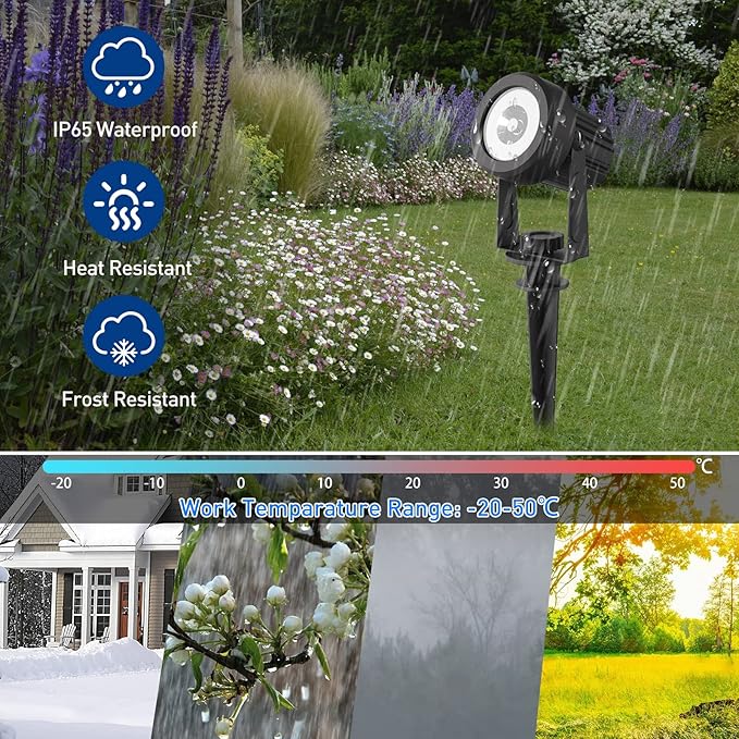 T-SUNUS Christmas Solar Landscape Spotlights 2 Pack Warm White 3000K, IP65 Waterproof Spot Lights 9.8ft Cable, Outdoor Halloween Garden Light Separated Panel for Tree Flag Yard Driveway Walkway Pool
