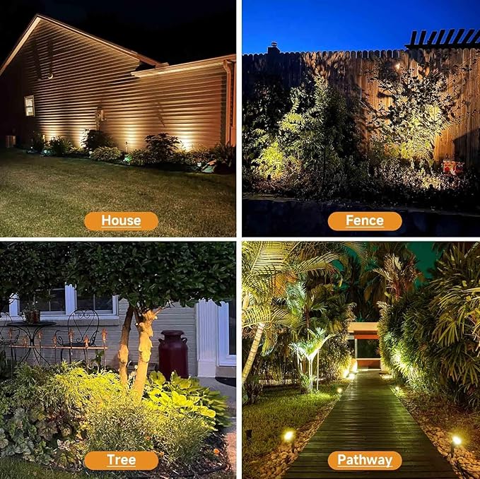 Warm White Spot Lights, Outdoor 3000K LED Spotlights, Outside Landscape Lighting IP65 Waterproof Garden Uplights for Lawn Front Porch Driveway Decorative, 2 Lights