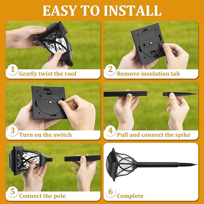 GIGALUMI 6 Pack Solar Lights Outdoor Waterproof, LED Solar Garden Lights, Outdoor Decorations, Garden Decor for Yard, Patio, Landscape, Planter, Walkway (Warm White)