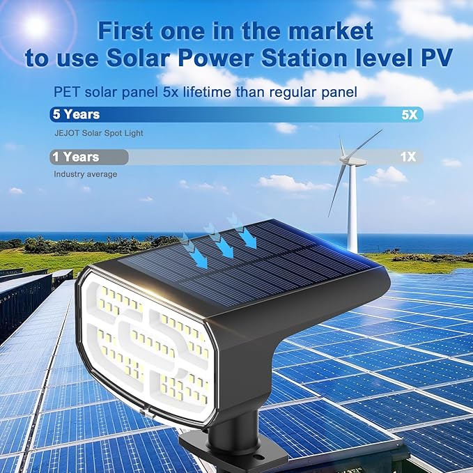Solar Lights Outdoor Waterproof IP65, Super Bright LED,Cool Light 2 Lighting Modes Selectable, Solar Powered Yard Garden Solar Spot Lights for Outside Landscape Auto On/Off -8 Pack