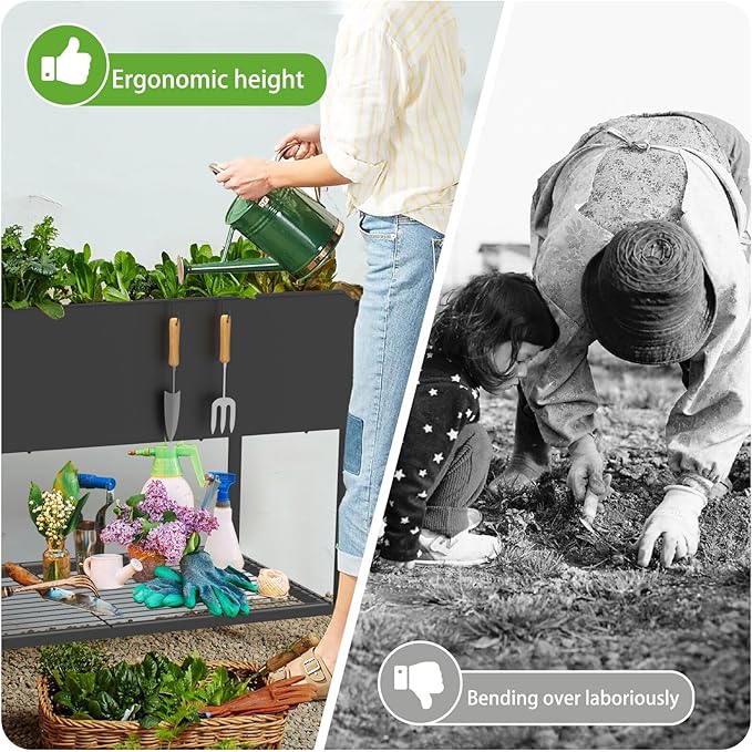 51 × 26 × 31.5 Inches Raised Garden Bed with Legs/Storage Shelf, Mobile Planter Box for Outdoor Plants, Elevated Garden Bed for Backyard, Balcony, Black
