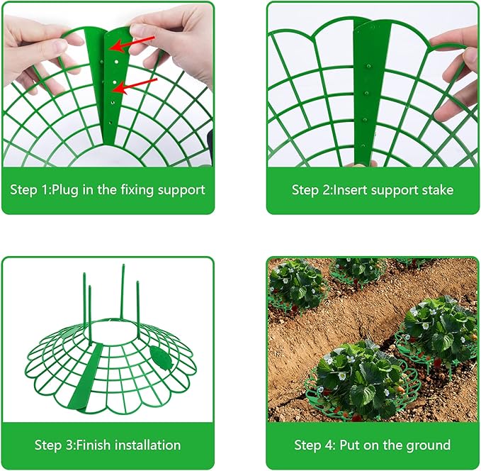 Iceyyyy 6 Pack Strawberry Plant Stand Supports-Strawberry Plant Support Stand Rack with 4 Support Feets-Growing Frame Holder Cage to Keep Berries Clean and Prevent Rot(6 Pack)