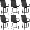 Yaheetech 6 Piece Patio Swivel Bar Stools Texteline Chairs with High Back/Armrest/Footrest, All Weather Padded Seating Outdoor Furniture Height Outdoor Chairs for Outside, Lawn & Garden