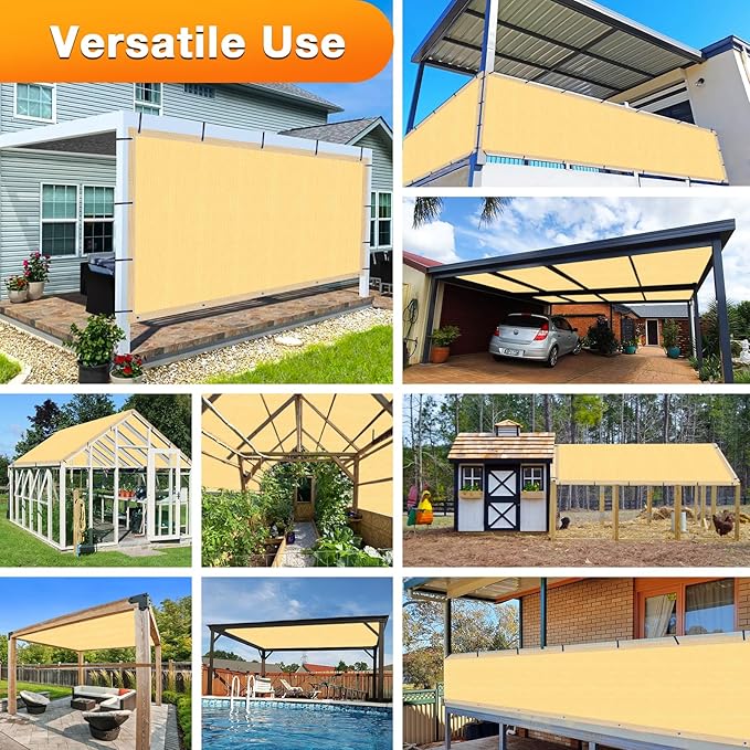 Artpuch Outdoor Pergola Shade Cover 10x13 FT Sun Shade Cloth with Grommets Sand 90% UV Protection Canopy Patio Privacy Screen (Customized Available)