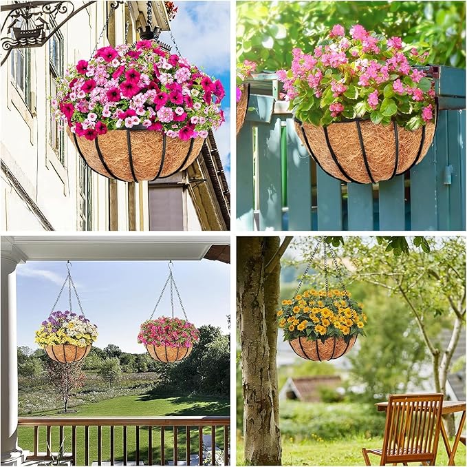 Y&M 4PCS 16" Round Coconut Fiber Liner Pre-Formed Replacement for 16'' Hanging Basket