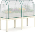 KING BIRD Large Raised Garden Bed with Netting Galvanized Elevated Planter Box with Legs 72×23×55 in for Backyard, Patio, Balcony, 700lb Capacity, Beige