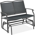 Best Choice Products 2-Person Outdoor Patio Swing Glider Steel Bench Loveseat Rocker for Deck, Porch w/Textilene Fabric, Steel Frame - Dark Gray
