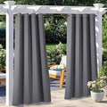 NICETOWN 2 Panels Outdoor Curtains for Patio Waterproof 108" L, Thermal Insulated Stainless Steel Grommet Blackout Outdoor/Indoor Curtains Privacy Protect for Landscape, W52 x L108, Grey