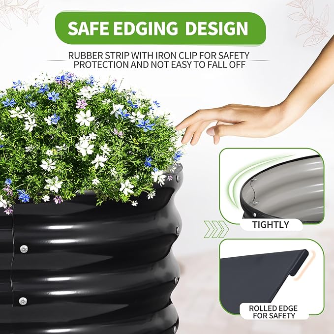 Galvanized Raised Garden Bed Outdoor- Raised Beds for Gardening| Metal Planter Box, Steel Raised Garden Bed Kit with Safety Edging and Gloves for Vegetables, Flower, Herbs (6x2x1.4FT, Gray)