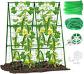 2-Pack A-Frame Cucumber Trellis for Raised Bed - 33"x47" Foldable Garden Trellis with Net & Clips|Space-Saving Metal Plant Support for Cucumber, Tomato, Peas|Rust-Proof Outdoor Climbing Plants Trellis