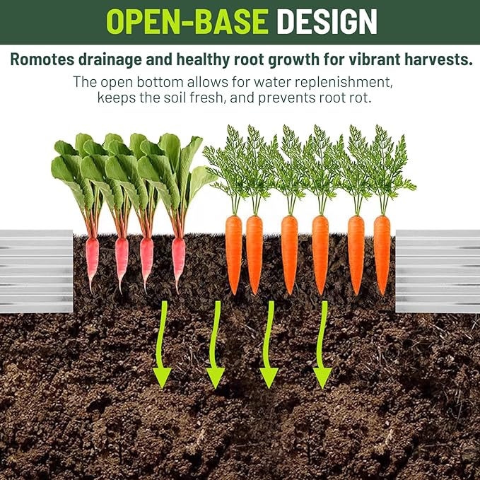 2 Pack 6x1.5x1FT Galvanized Metal Raised Garden Bed Kit for Vegetables, Herbs, Open-Bottom Large Capacity Outdoor Planter Box Gardening Stakes, Silver