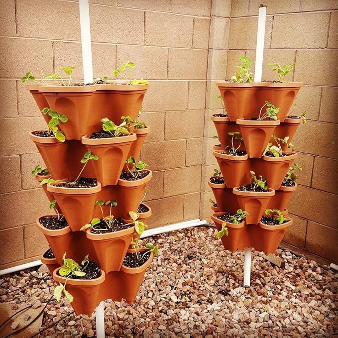5 Tier Stackable Strawberry, Herb, Flower, and Vegetable Planter - Vertical Garden Indoor/Outdoor