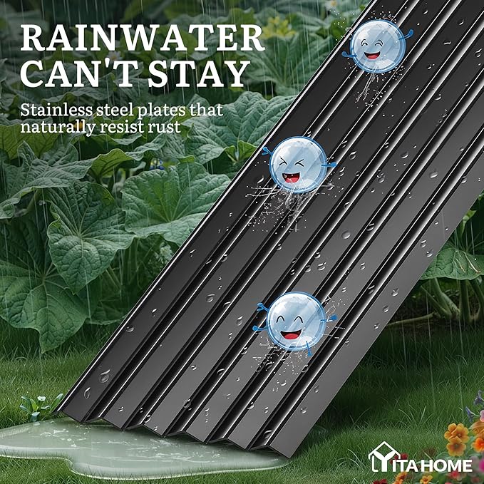 YITAHOME 8x4x1.5ft 2pcs Large Raised Garden Bed Kit, Galvanized Metal Planter Box with Gloves, Ground Nails & Safety Rubber, Outdoor Above Ground Planters for Plants Vegetables Flowers, Black