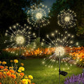 Solar Garden Lights Outdoor Decorative, 4pack 120 LED Firework Lights Waterproof，Solar Fairy Lights for Outside,Garden,Yard, Patio,Pathway,Flowerbed,Party(Warm White)