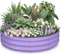 Kesfitt Round Raised Garden Bed, 4x4x1 FT Galvanized Steel Metal Garden Bed, Open-Bottom Design, 12-Inch Deep Outdoor Raised Garden Bed for Vegetables & Herbs, Lavender Purple