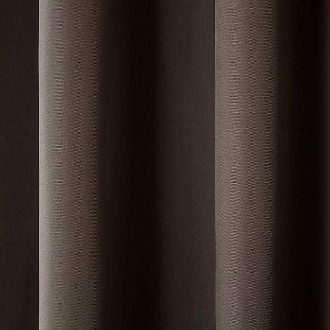 TOWN & COUNTRY BASICS Cabana Solid Heavyweight Indoor Outdoor Curtains, Light Filtering Opacity with Grommet Top, Water Repellent, 2-Pack Set, 54"x120", Chocolate