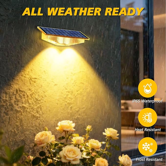 Solar Lights Outdoor for Mailbox, House Numbers, Address, Sign - 3000K/4000K/6000K 3 Modes, IP65 Waterproof Fence Lights, Solar Powered Dusk to Dawn Wall Light Outside (4 Pack)