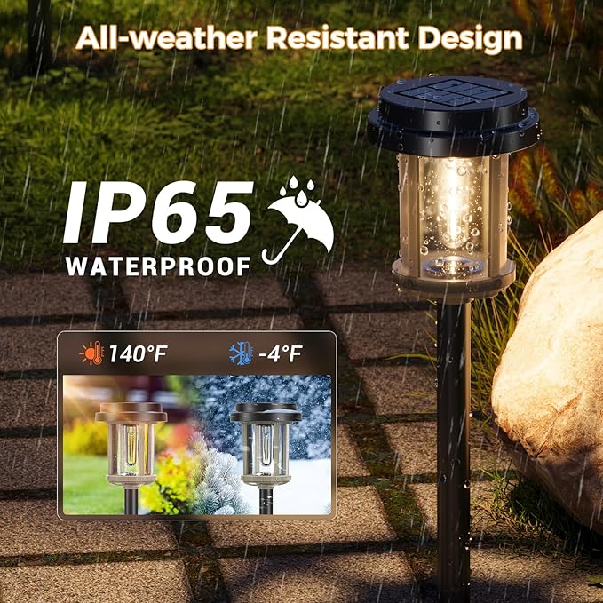 XMCOSY+ Solar Pathway Lights, 20 LM Bright Solar Lights Outdoor Waterproof IP65, Metal Outdoor Light for Outside Garden Path Yard Walkway Driveway (‎Black & Grey)