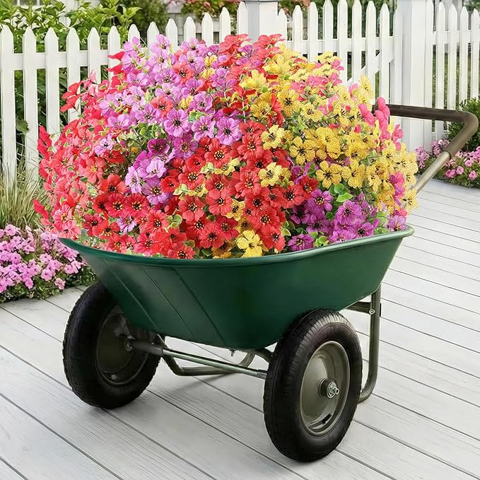 Artificial Flowers for Outdoor,Silk Flowers No Fade Fake Plastic Flowers Faux Plants for Outdoors Outside Front Porch Hanging Planter Window Box Garden Home Decoration,13 Pack(Multi-Colour2)