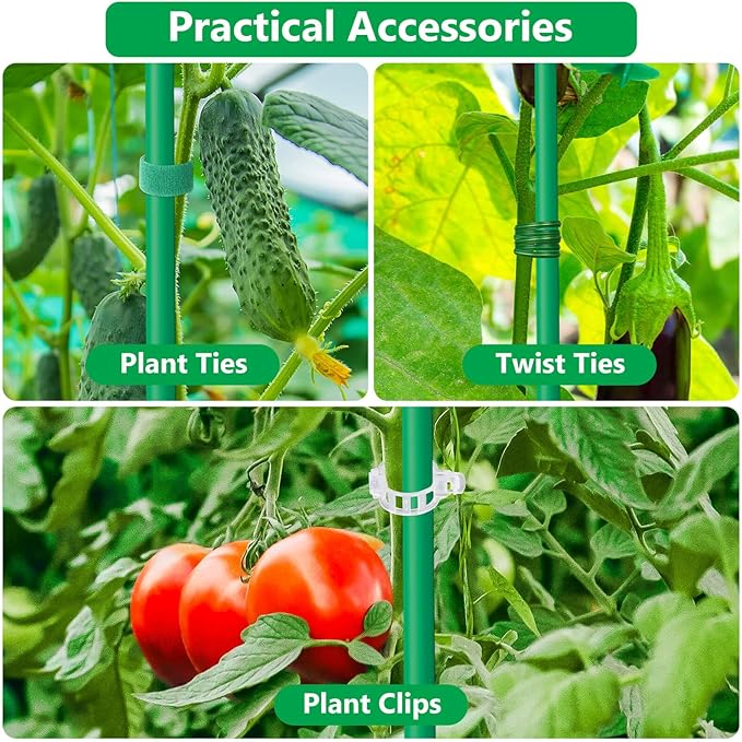 Lezmarket 60 Pack Garden Tomato Stakes(16" Each), Plant Support Stakes, DIY 4ft 5ft 6ft 7ft Sturdy Fiberglass Plant Sticks Support Garden Trellis for Growing Climbing Tomato Vegetables Flowers