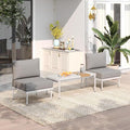 Sundale Outdoor 3 Pieces Patio Furniture Set, Metal Outdoor Sectional Sofa with Coffee Table, All-Weather Modern Outdoor Conversation Sets for Balcony, Porch, Poolside, Sunroom