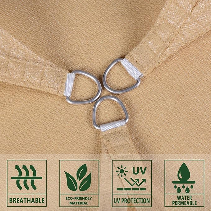 SUNLAX Sun Shade Sail 13' x 13' x 13' Sand Triangle Canopy Sail Shade Cover UV Block Permeable Sunshade Outdoor for Patio Backyard (We Make Custom Size)