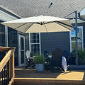 PURPLE LEAF Patio Umbrella 10' X 10' Rectangle Cantilever Umbrella Large Aluminum Outdoor Umbrellas with 360-degree Rotation & UPF40+ Premium Fabric for Deck Pool Garden Yard, Pebble Grey