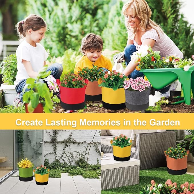 Grow Bags 10 Gallon,6 Pack Fabric Plant Pots with Handles Planter Bag for Outdoor Garden Planting Vegetables Flowers Fruit