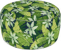 LVTXIII Indoor/Outdoor Extra Large Inflatable Ottoman Pouf D31 x H14 Inch, Round Footstool with Handle, Weather-Resistant Portable Furniture for Patio, Camping, Beach, Jungle Leaves