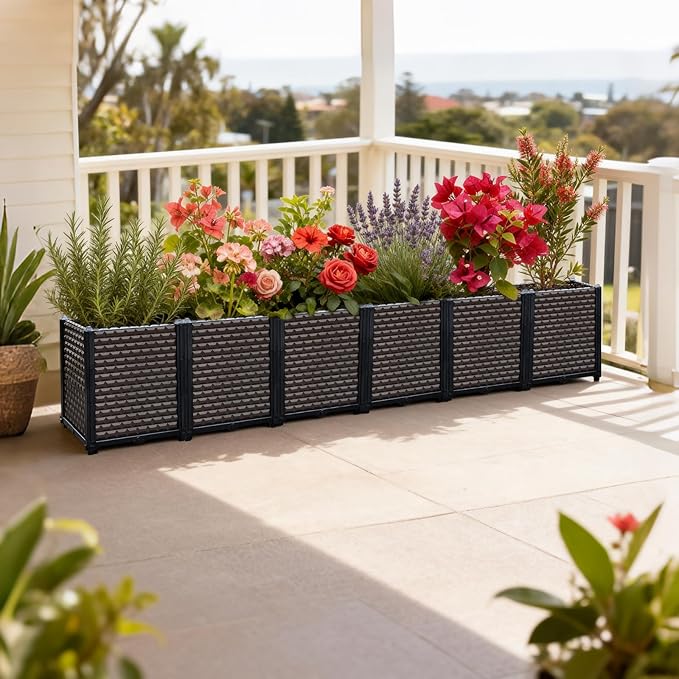 Large Planters for Outdoor Plants - Deepened 20" H, Raised Beds for Gardening Self Watering, Elevated Planter Box with Legs, Rectangular Garden Planters for Outdoor Plants Flowers, 94.4"L x 15.7"W