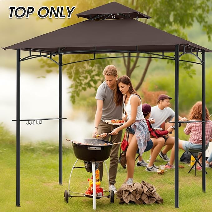 MASTERCANOPY Grill Gazebo Replacement Canopy Top for Model L-GG001PST-F (Brown)