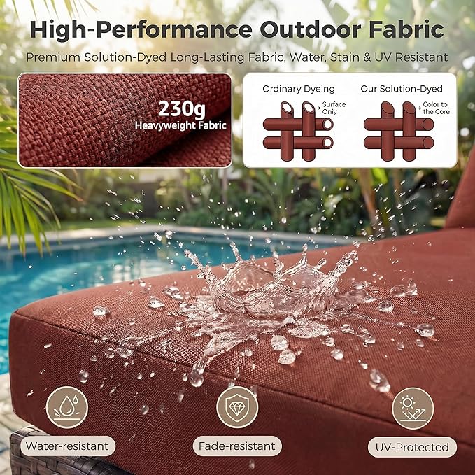 NICESOUL 9 Pcs Large Patio Furniture Set with Fire Pit Propane/Natural Gas, 29.3'' High Back Wicker Outdoor Sectional for 8 People, Modular Deep Sofa Conversation Sets, Brown Rattan and Red Cushion