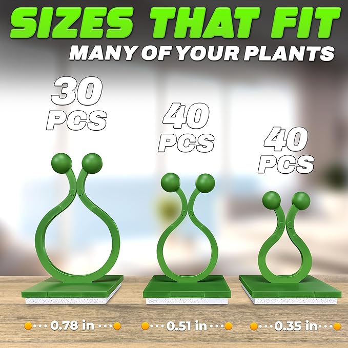 Plant Wall Clips for Climbing Plants 110 Pcs - Pothos Plant Climber Support, Large, Medium, Small Sizes Wall Clips for Support, Strong Self-Adhesive, For Indoor Plants, Cable Management & Plant Holder