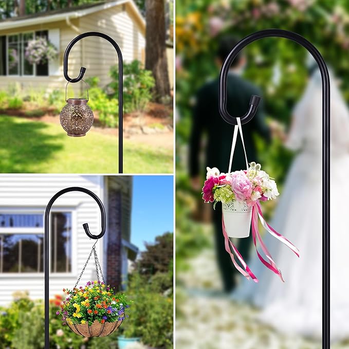 Ottsuls Shepherd-Hooks Adjustable for Bird-Feeder Lantern Plant-Hook Garden-Stake - Plant Stand Hanger for Outdoor Flower Basket, Bird Feeder Hanger Weddings Décor