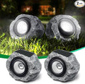 2 Pack Solar Rock Lights Outdoor, Angle Adjustable Solar Lights Outdoor Waterproof, LED Solar Garden Lights, Auto On/Off Landscape Lighting for Yard Pathway Patio Flower Bed - White Glow (Stone Gray)