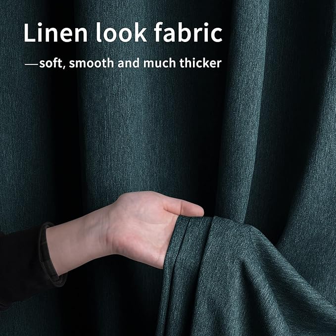 Easy-Going Linen Look Outdoor Curtains Waterproof Windproof Porch Curtains, Soft Thicken Outdoor Privacy Curtains for Patio, Gazebo, Grommet Top and Tab Bottom Drape, 1 Panel, 54x84 inch, Teal